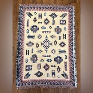 Goodwin Weavers Throw Blanket Tapestry Aztec Southwest 100% Cotton 44x64.5
